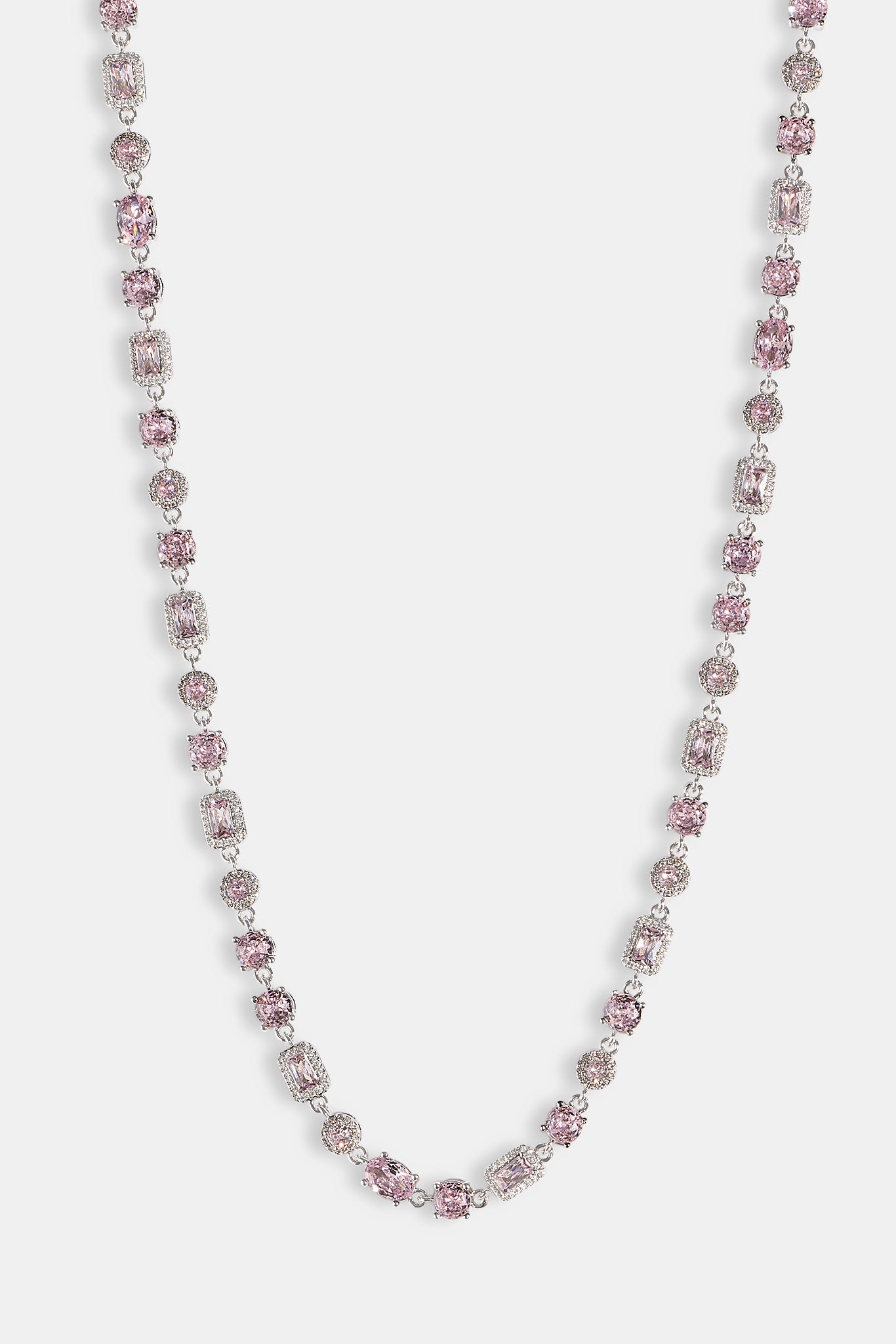 Iced Pink Mixed Shape Chain - 5mm - White
